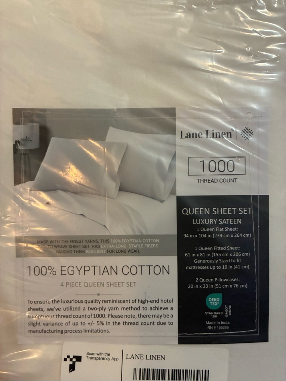 1000-Thread Count Queen Sheet Set - White